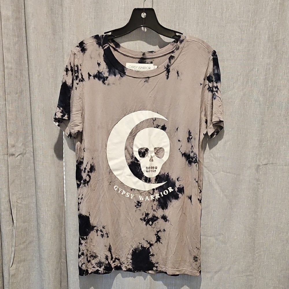 Pac Sun Gypsy Warrior Gray and Black Tie Dye Short Sleeve Tee